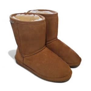 Bearpaw Emma Sheepskin Suede Short Boots Chestnut Youth 5 Wide Women's 6.5 Wide